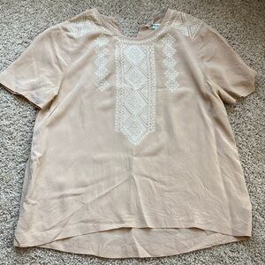 Madewell 100% Silk Blush Pink Short Sleeve Blouse